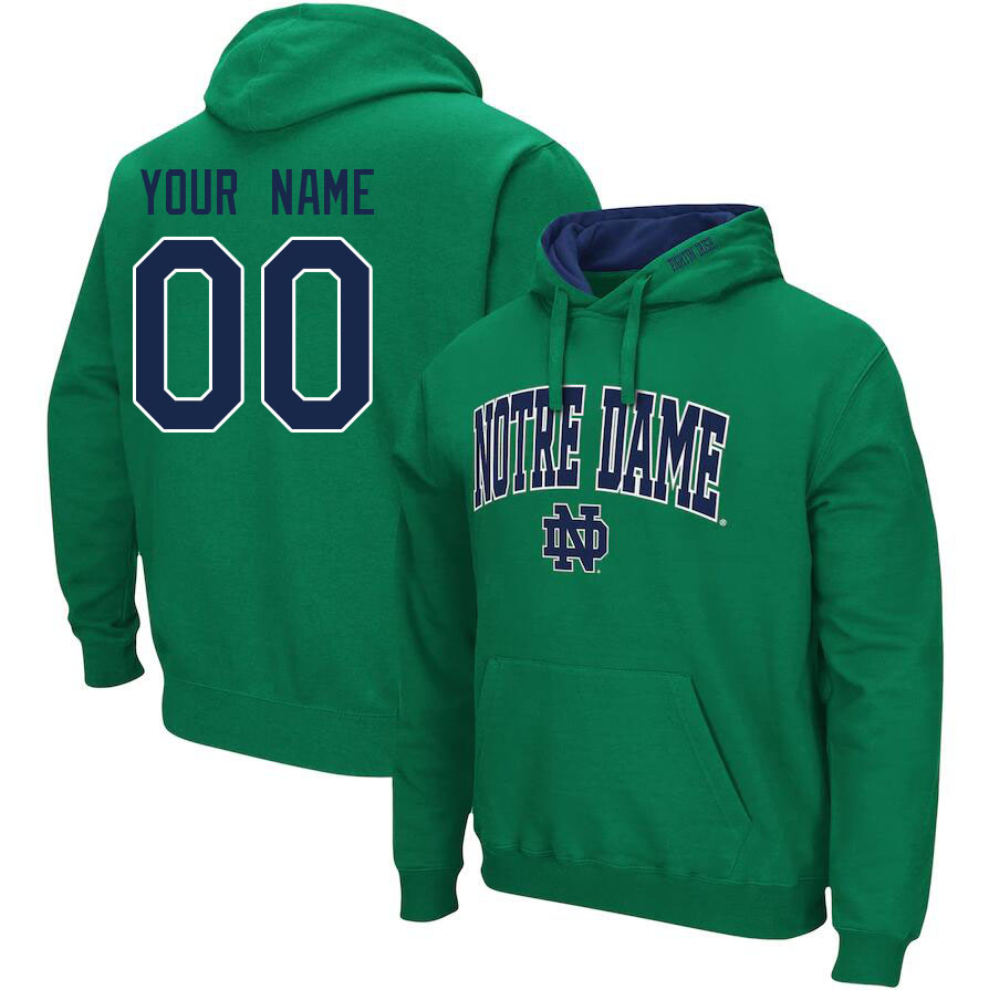 Custom Notre Dame Fighting Irish Name And Number College Hoodie-Green - Click Image to Close